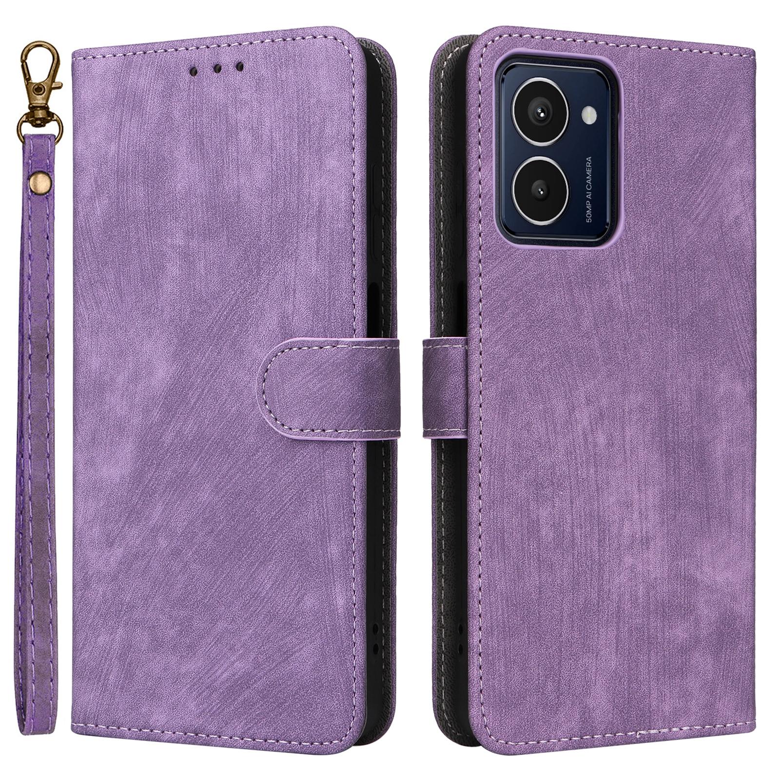 

For HMD Pulse/Pulse Pro/Pulse+ Leather Case RFID Blocking Wallet Phone Cover with Strap Purple
