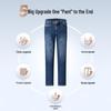 Qipilong Men's Straight-Leg Four-Way Stretch Washed Jeans