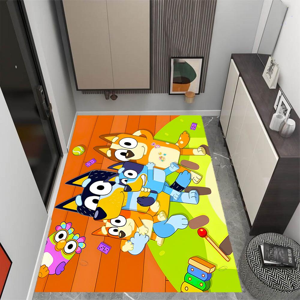 Tappeti Antiscivolo a Tema Amici Colorati di Bluey - Arredamento per la Casa in Poliestere, Adatti per Camere da Letto, Soggiorni, Ingressi, Studi e Decorazioni