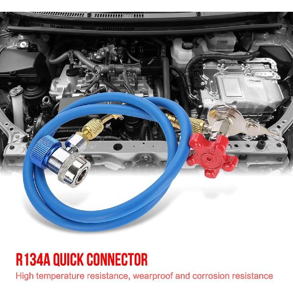 KIMISS R134a Refrigerant Recharge Hose, for R502 R12 R22, Gas Can Tap with Quick Connector, Refrigerant Bottle Fitting Pipe, Recharge Tool