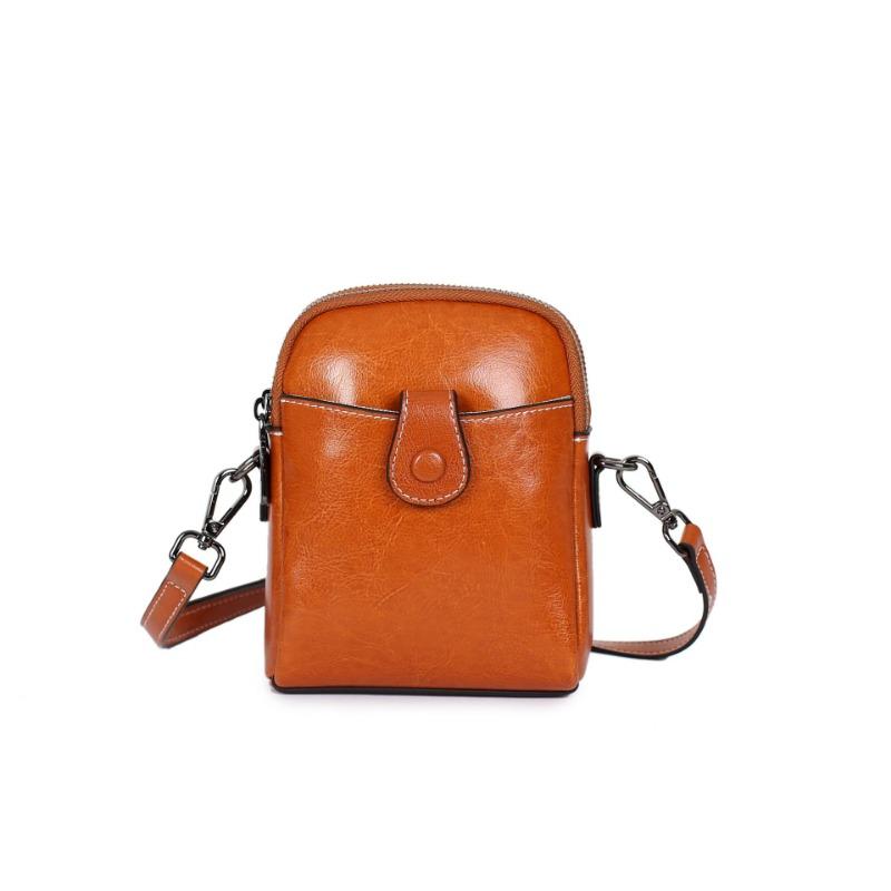 Genuine Leather Women's Bag All-in-one Fashion Solid Color All-in-one Casual Mobile Phone Bag Women's Chic Shoulder Straddle Bag