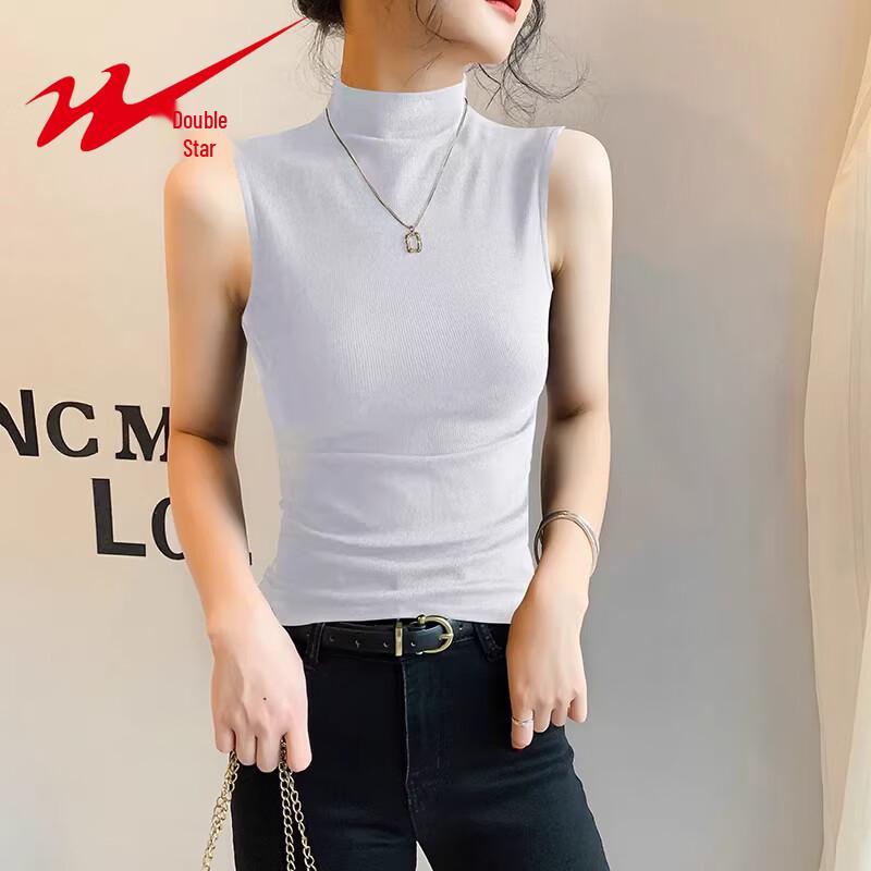 Женская ребристая майка с полувысоким воротником XL