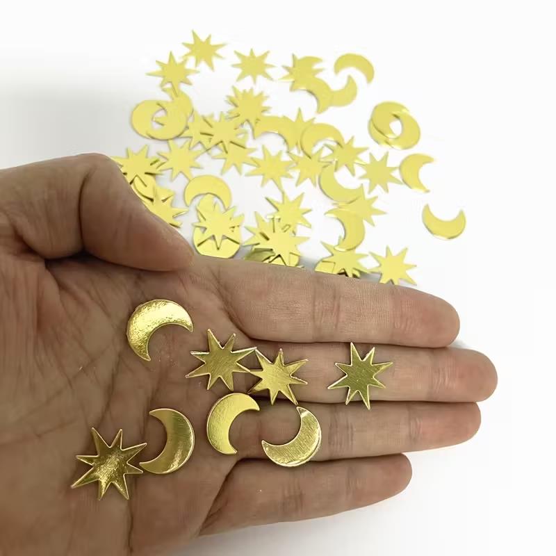 

100Pcs Gold Moon Stars Paper Confetti Ramadan Eid Mubarak Home Table Decoration Islamic Muslim Birthday Party DIY Decor Supplies золотий