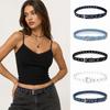 Adjustable Canvas Jeans Belt Pin Buckle Star Cutout Belt Vintage Hollow Eyelet Belt  Daily Outfit
