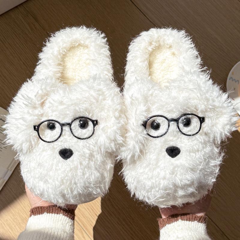 Cartoon cotton slippers winter cute big ears puppy indoor home home warm fluffy slippers winter
