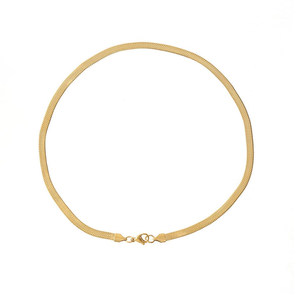 Gold Plated Titanium Steel Snake Bone Chain Necklace - Color Retention, Multiple Specifications, Pendant Included
