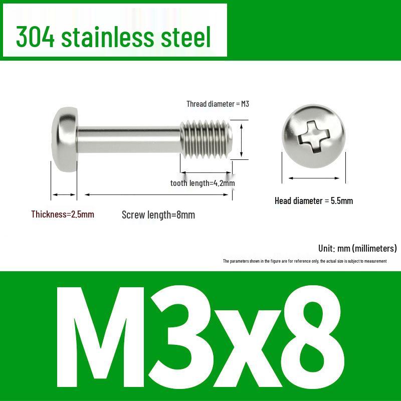 Yigu 304 Stainless Steel Phillips Round Head Captive Screws - M2/M3/M4 Half Thread Pan Head Machine Screws