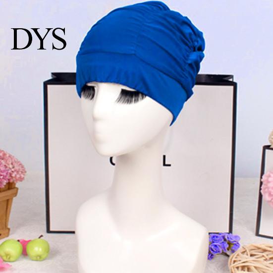 Adults Swimming Cap Women Cloth Cap, Breathable Ruffle Solid Color Swim Pool Ear Cover for Adults, Short Long Thick Hair Protection Bathing