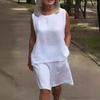 2024 Damen Baumwoll-Leinen Ärmelloses Lässiges Set - Europäischer & Amerikanischer Stil
