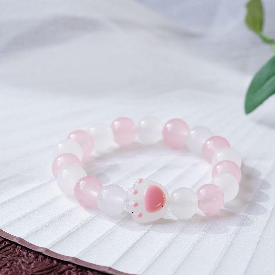 Корейская версия мультяшные кошачьи лапки кошка бусины браслет оптовая продажа розовый хрусталь украшения женские ручные водный браслет свежий и сладкий