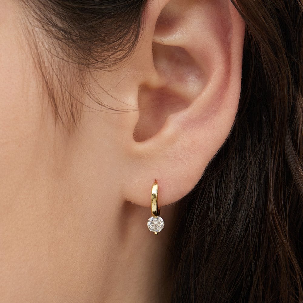 

Essence Silver (Y) Moissanite Petite One-Touch Earrings Hl4E54406Y9Xxx