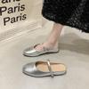 Ladies Shoes 2024 Hot Sale Buckle Strap Women's Flats Fashion Shallow Daily Flats Women New Round Solid Toe Toe Cap Slippers
