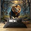 Lion Forest Landscape Digital Printing Polyester Wall Hanging Tapestry Decorative Living Room Bedrooms Office Background Gift