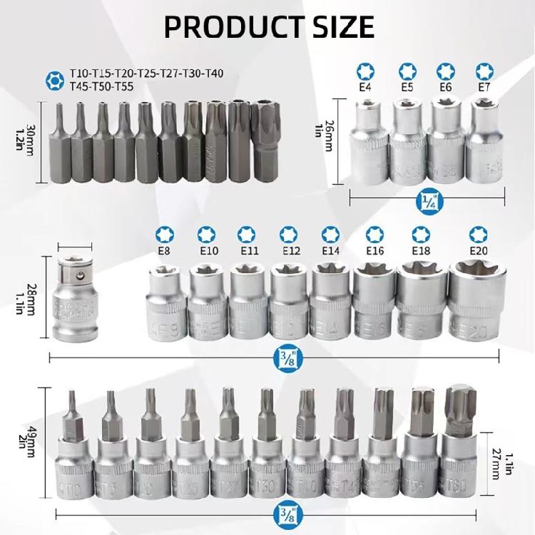 Electronic Safety Drill Driver Handheld Tool Star Socket and Bit Set Assortment for Efficient Torques Transfer in Repair