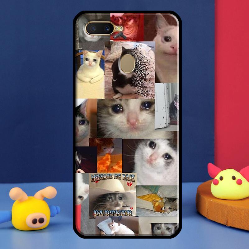 Crying Cat Memes And Dog Case For Oppo A96 A76 A16 A74 A94 A54 S A57 A77 A58 A78 A98 A5 A9 A91 A15 A17 A52 A72 Cover
