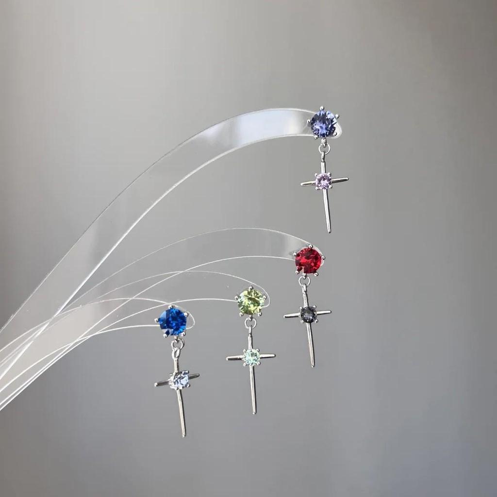 Huazi Diamond Cross Earrings 6+4mm: Versatile Design Jewelry for Women