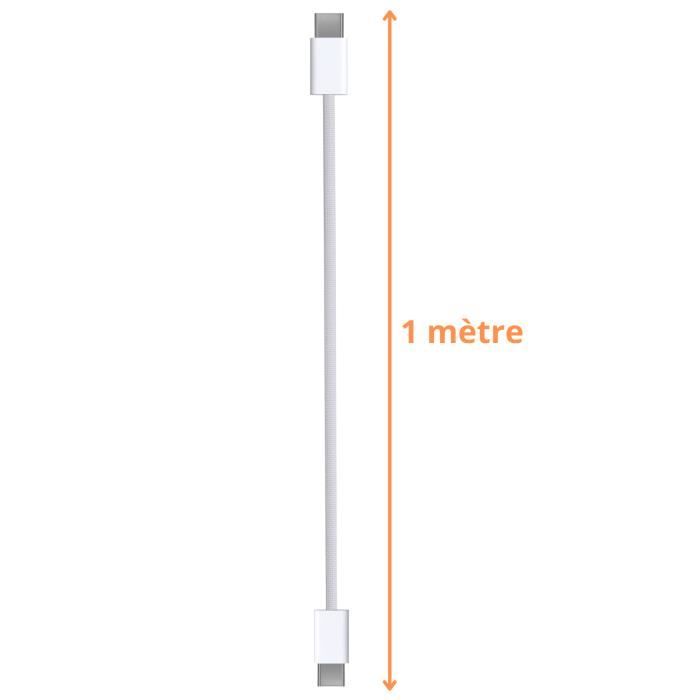 Pachet de 2 cabluri USB-C USB-C pentru iPhone 15 - 15 PLUS - 15 PRO - 15 PRO MAX - cablu din nailon împletit de 1 metru Phonillico®