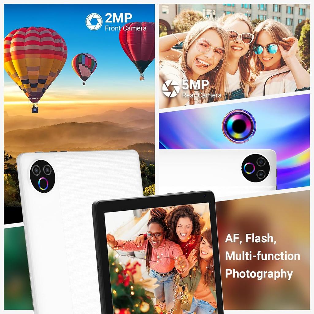 Android 15 Tablet, 10.1 Inch IPS, 20GB+64GB, WiFi 6, Bluetooth 5.4, Dual Camera