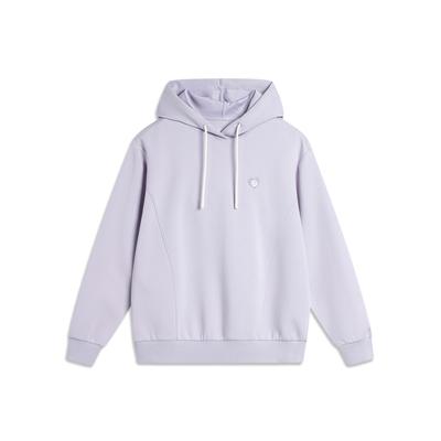 Li Ning Sports Lifestyle Series Hooded Loose Pullover Sweatshirt Women Sweatshirt Sea-Salt-Purple AWDU596-1