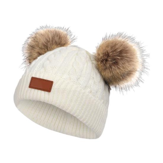 

Yousheng Kids Beanie Осенне-зимняя вязаная шапка с 2 помпонами для мальчиков и девочек 1-4 лет Теплая шапка-бини для малышей для активного отдыха на свежем воздухе белый