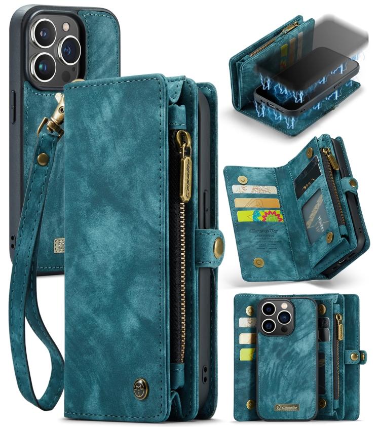 Pre iPhone 13 Pro CaseMe-008 Odnímateľné Multifunkčné Kožené Puzdro s Horizontálnym Preklopom