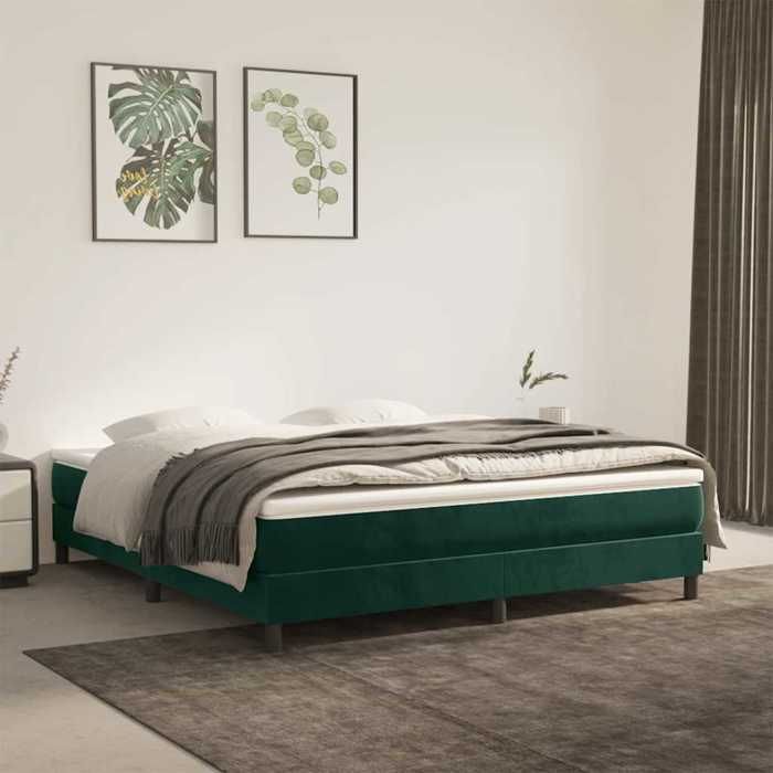 Exclusive House - Slatted Bed Base and Mattress Dark Green 180x200cm Velvet