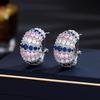 Retro Palace Style Earrings With Cubic Zirconia Inlay Design And Half Round Ring Earrings