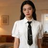 Student Pre Tied Neck Ties Preepy Look Rhinestones Star Metal Chain Dark Tie Cravat Neck Wear Accessories