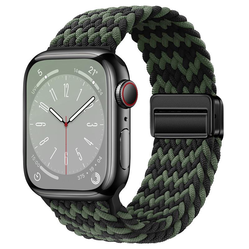 Elastisches Regenbogen-Nylon-Gewebe Apple Watch Armband mit Magnetverschluss