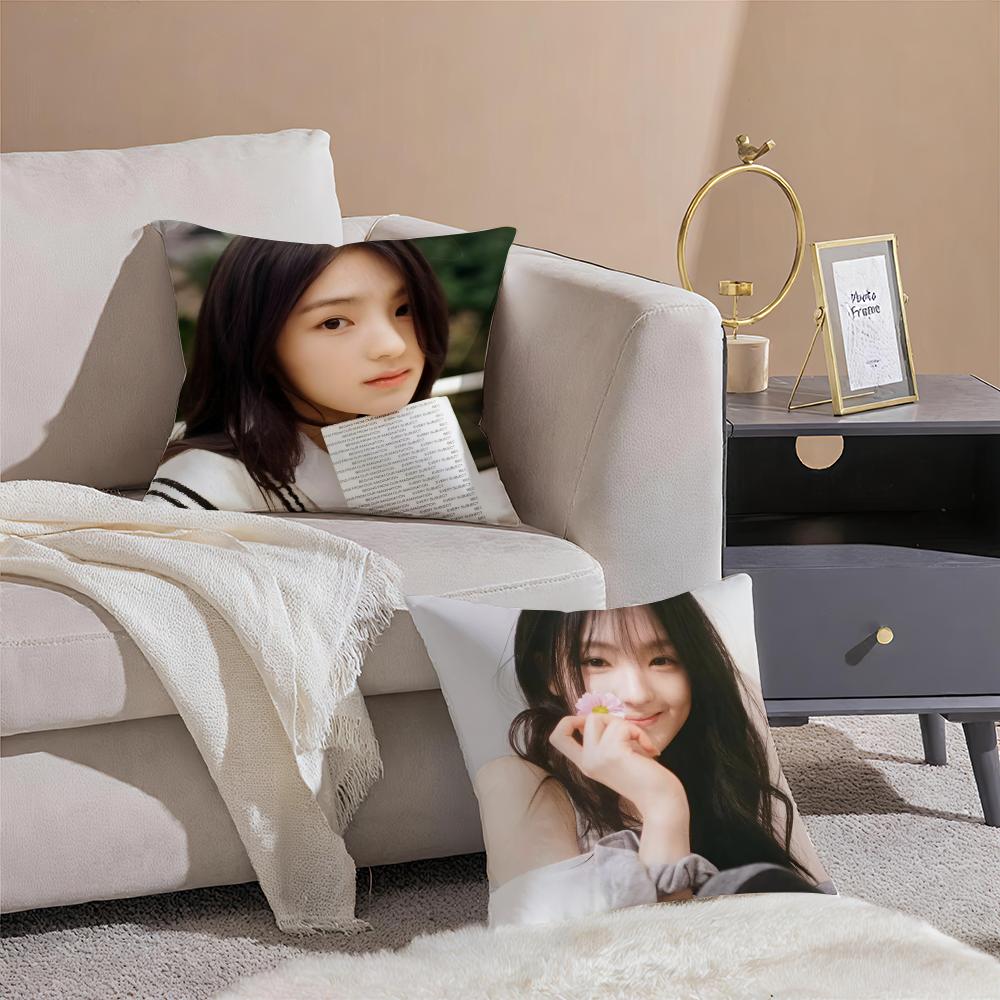 Hot Beautiful Kpop Singer GGyubin Sweet Cushion Cover Pillowcase Short Plush Invisible Zipper Room Sofa Cushion Cover