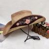 Lafite Hand-Woven Holiday Shade Cowboy Hat Crimped Embroidered Straw Hat