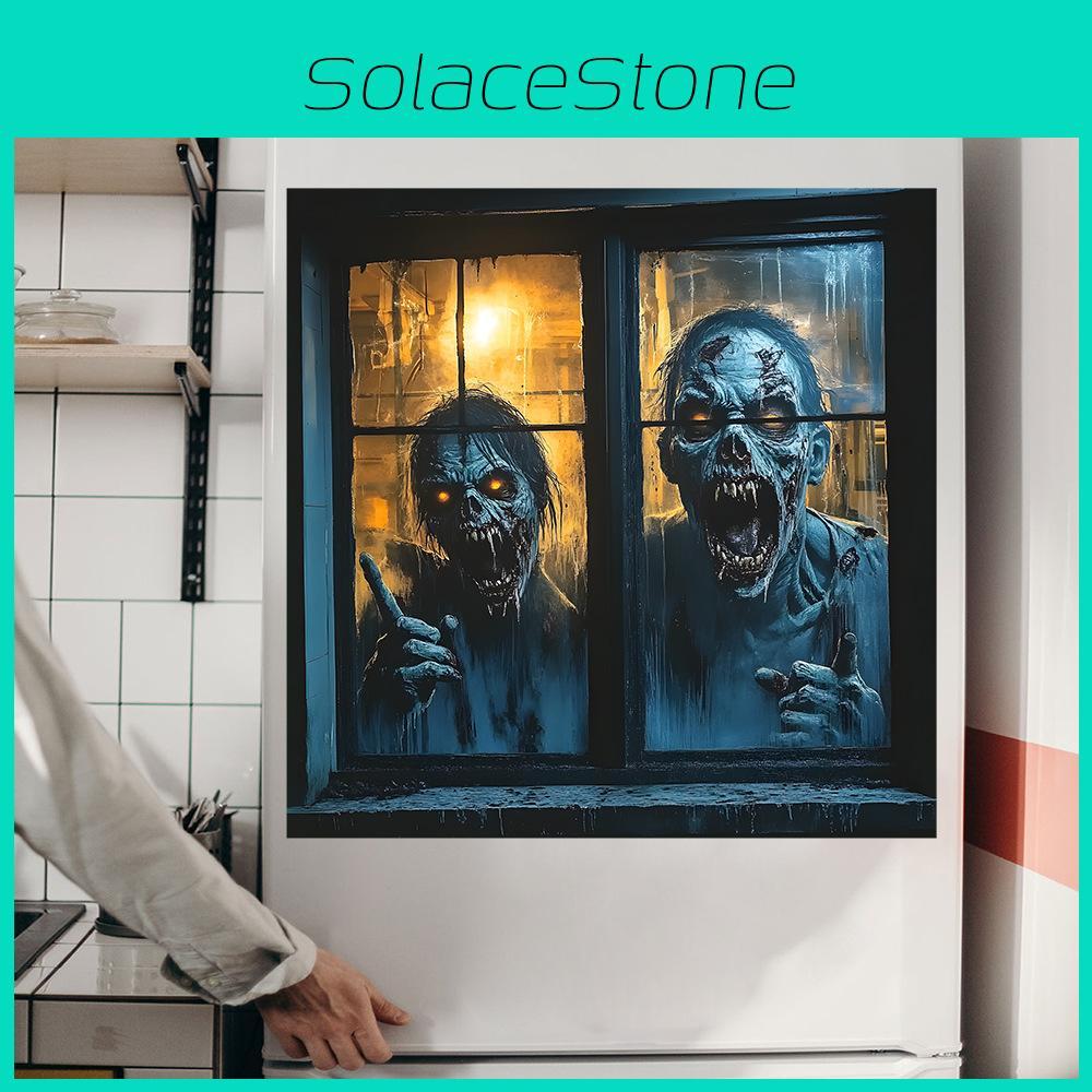 Horror Zombie Halloween Fake Window Pattern Wall Pasting Decorative Sticker