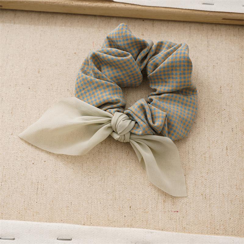Korean New Sweet Cute Colorful Check Fabric Elastic Scrunchie High-grade Handmade Bow Hair Accessories Horsetail Hair Rope