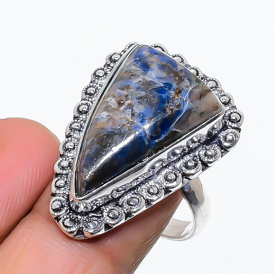 

Sodalite Gemstone Handmade 925 Sterling Silver Jewelry Ring Size 8 SU-10508