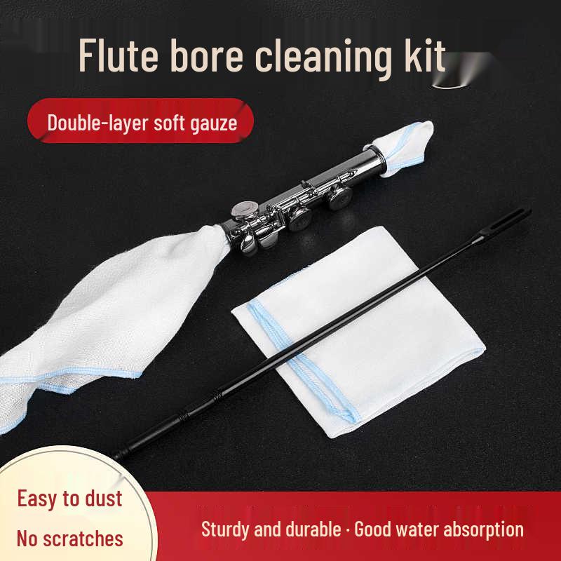 Brass Flute Maintenance Kit: Absorbent Cloth & Cleaning Rod