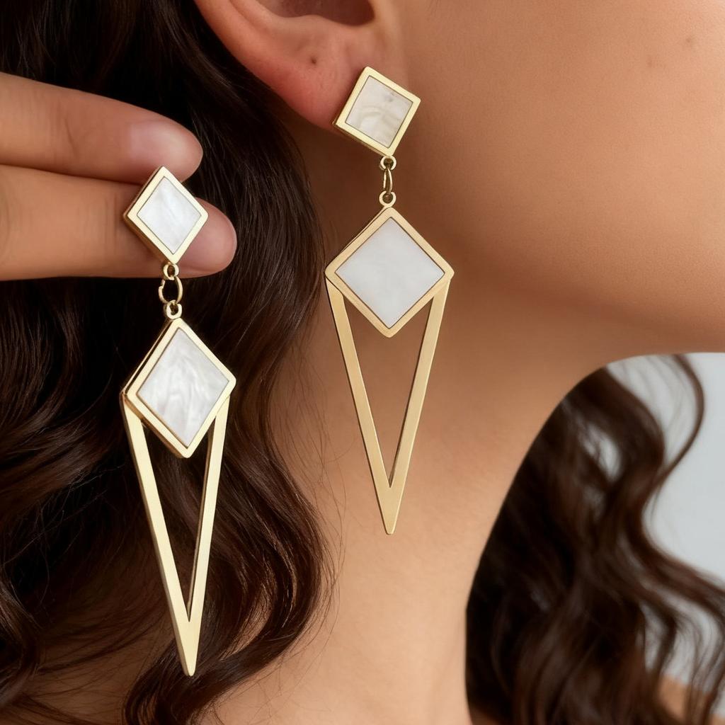 Rhombus Earrings New Trendy Temperament Long Earrings Korean Simple Earrings Women