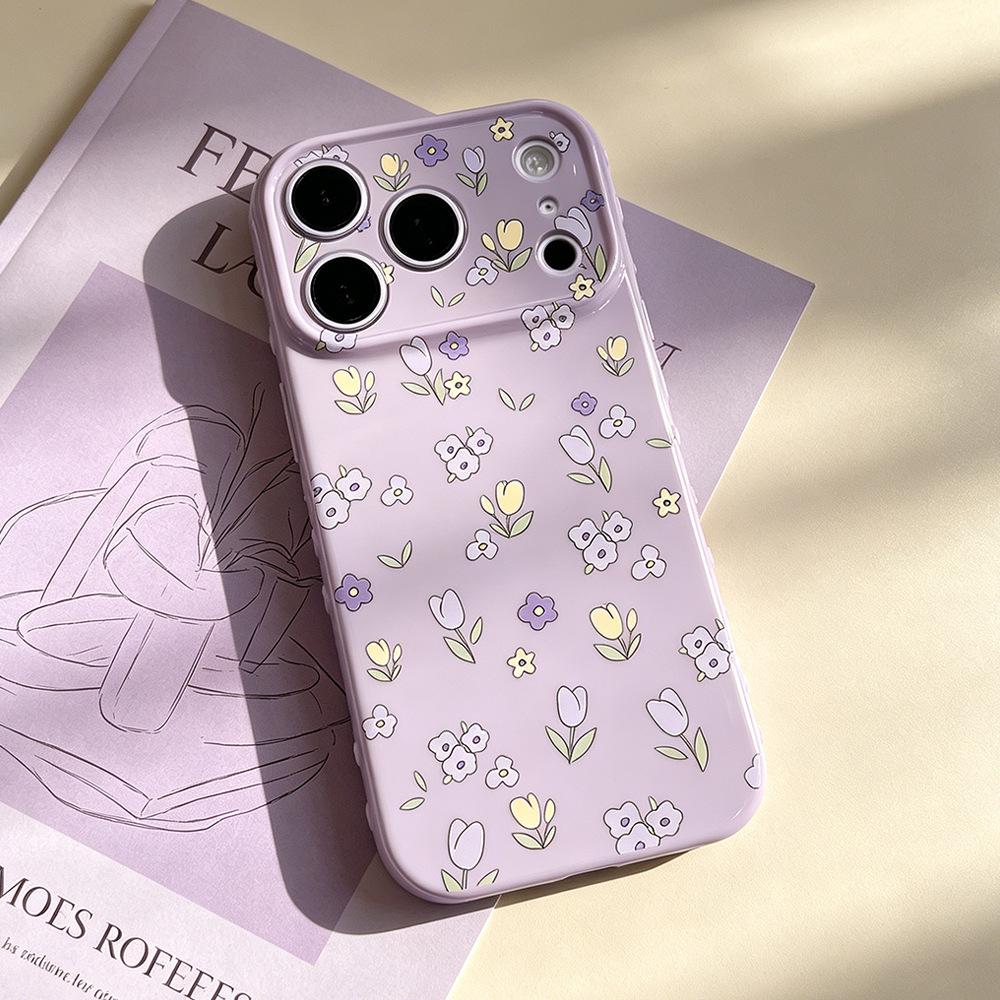 Tulip Floral Anti-Fall Phone Case for iPhone 13/15 Pro/16/17 Pro