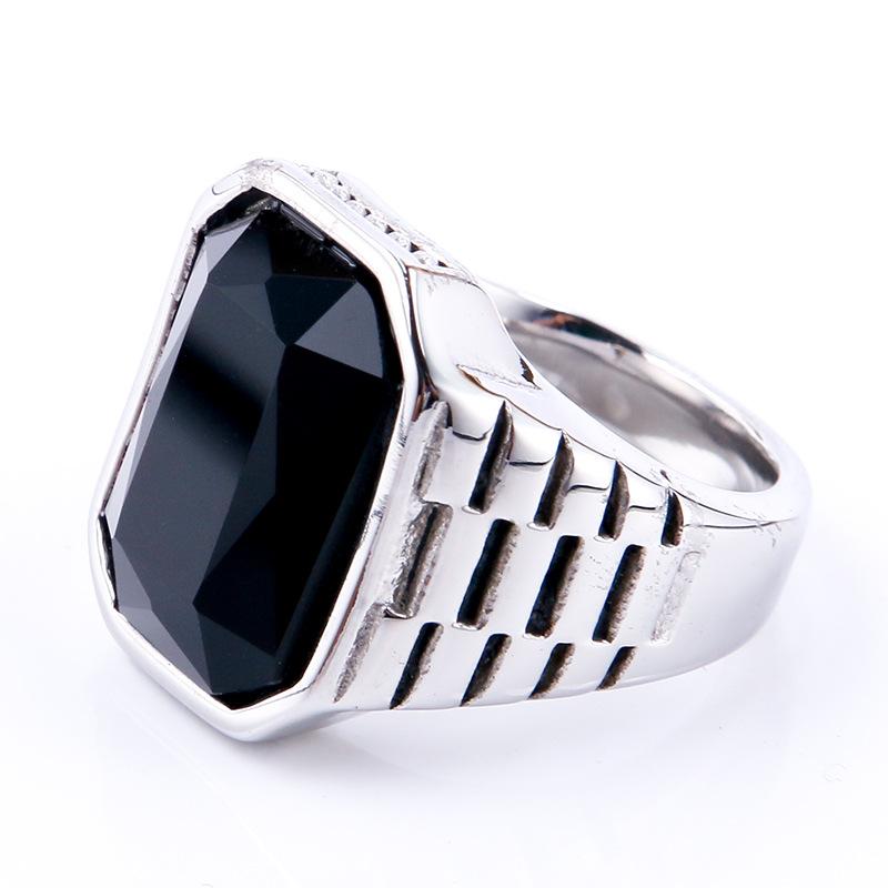 Vintage Men's Square Carnelian Signet Ring In Colorful Stone Statement Black Stainless Steel Ring for Man Wholesale