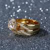 Luxus Mikro-Inlay Zirkon Set Ring Europäische und Amerikanische Damenmode Hochzeits Set Ring