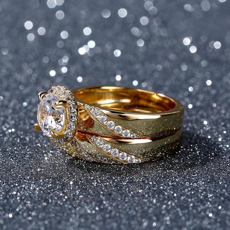 Luxus Mikro-Inlay Zirkon Set Ring Europäische und Amerikanische Damenmode Hochzeits Set Ring