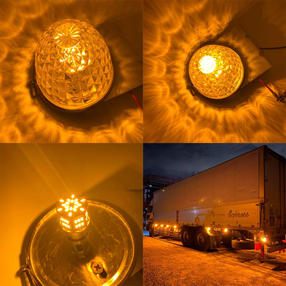 Discover winds Super Bright S25 G18 Single 12V 24V Compatible for Cars and 3014 54SMD LED Bulbs Amber 10pcs Motorcycles, Trucks!