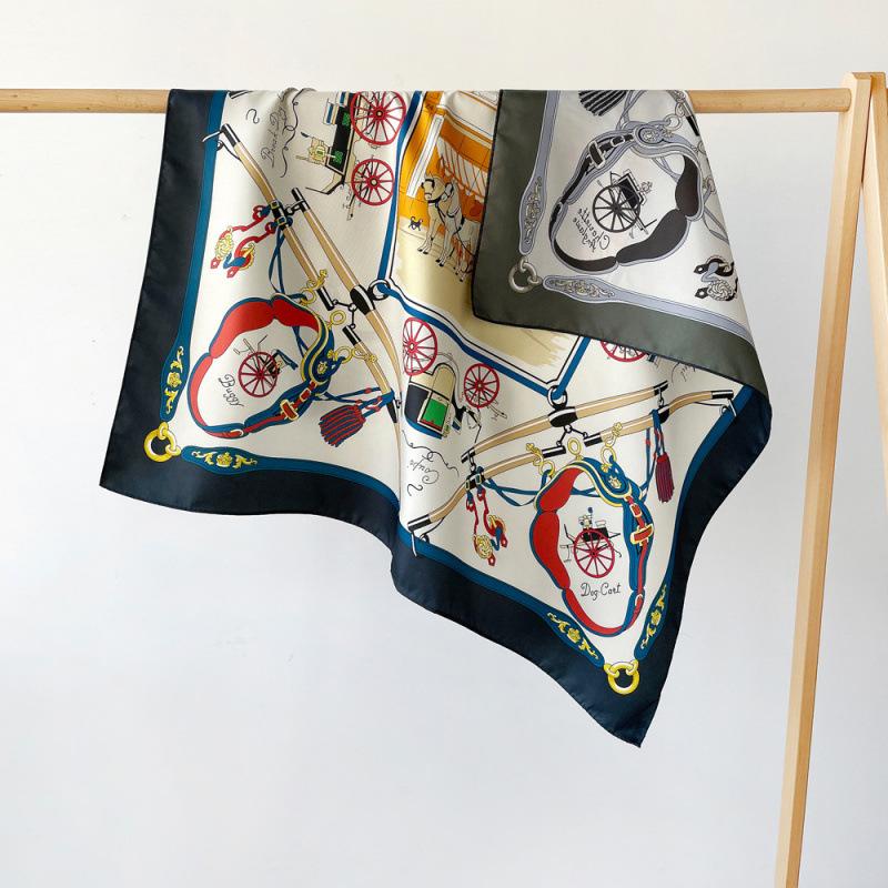 Double-sided Twill Scarf Women's Printed Scarf European and American Headscarf Retro Big Scarf Shawl