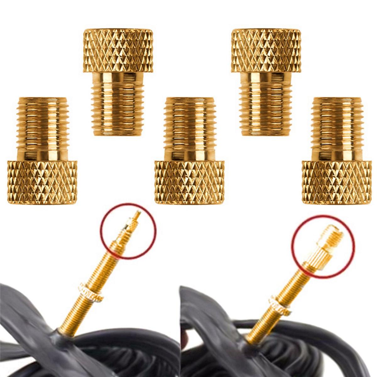BAAU 100Pcs Bike Valve Adaptor Pump Bicycle Convert Presta to Schrader Copper Valve Adaptor Gas Nozzle Tube Cycling Tool NONE