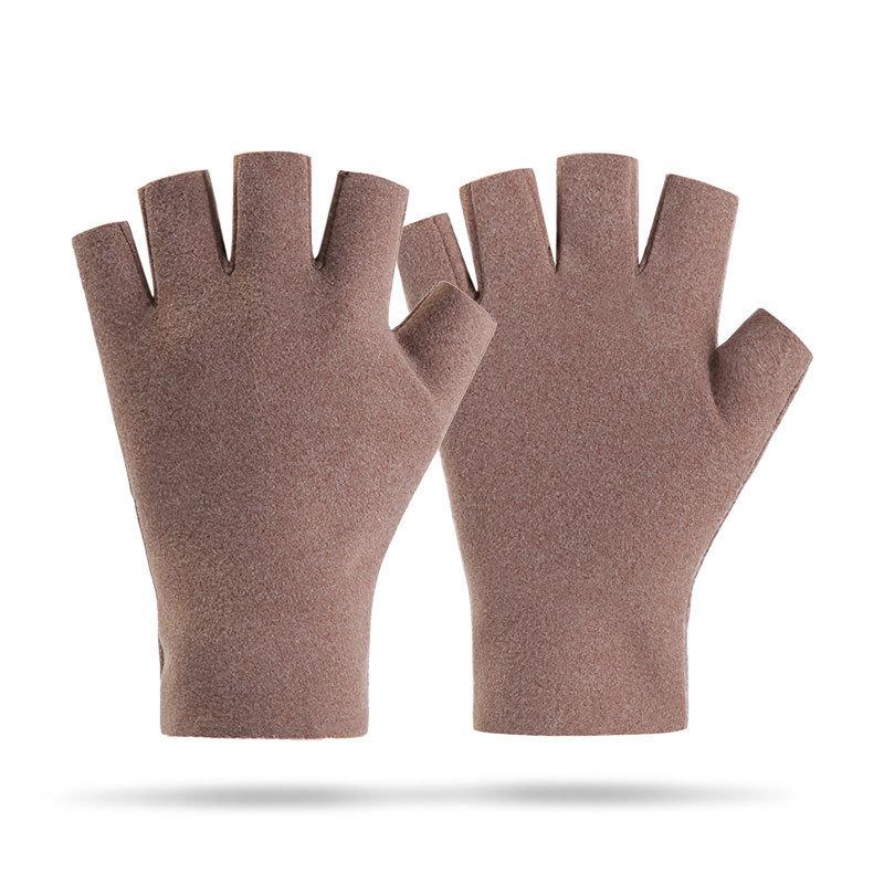 Fleece Gloves, Half-finger German Fleece Fabric, Increased Elasticity, Riding, Driving, Autumn and Winter, Extended Wrist Protection for Men and Women