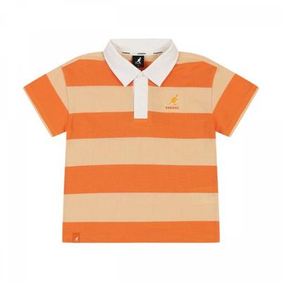 Coolmax Pique STripe Collar T shirT Orange Sb 0003