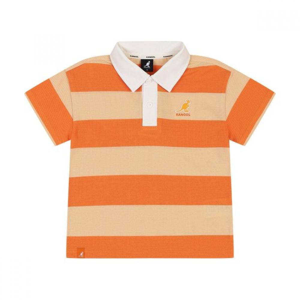 Kangol Kids Coolmax Pique STripe Collar T shirT Orange Sb 0003 oranges/100