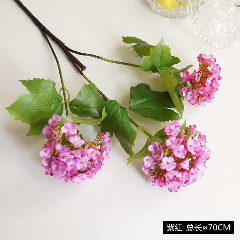 Three-head small hydrangea simulated flower wholesale home wedding dress fake flower 3-head lucky snowball simulated flower фиолетовый