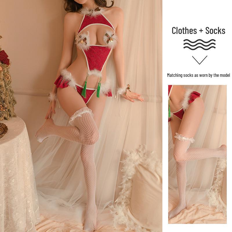 Chinese Style Fluffy Christmas Cosplay Lingerie Set