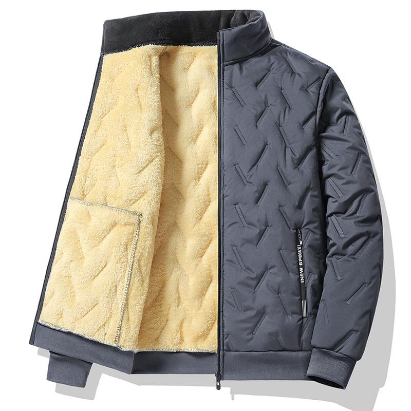 2024 Lammwolljacke für Männer mittleren Alters und ältere Herren, Verdickte Außenbekleidung mit Samt für Herbst/Winter