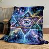 A glowing eye within an intricate star, surrounded by mystical patterns. for all seasons blanket lunch break throw gift